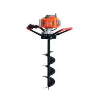 Super September two men use big power 63CC gasoline earth soil auger